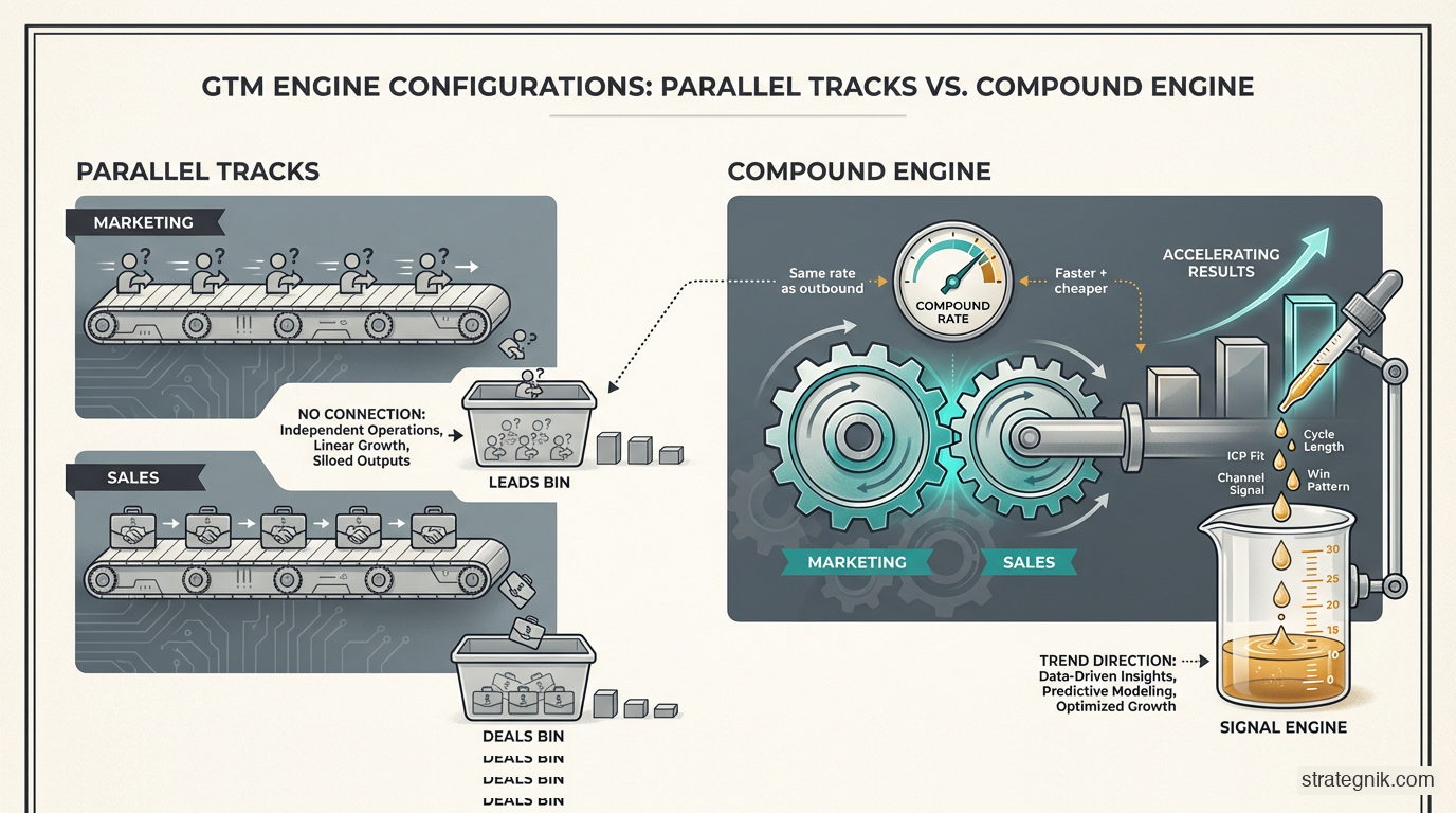 GTM Engine Configurations: Parallel Tracks vs Compound Engine - Growth and Sales working together drives accelerating results