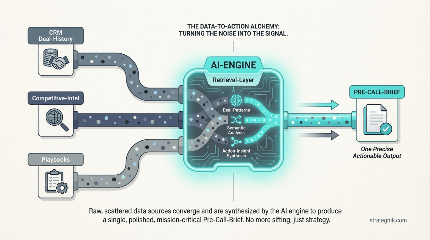 AI infrastructure connecting data sources into actionable sales intelligence